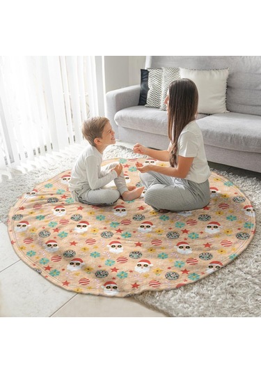 Noel Desenli 47 İnç Yuvarlak Flanel Battaniye, Yetişkin Ve Çocuk İçin, Yumuşak, Rahat Ve Hafif Noel Baba Noel Diskoli