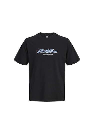 Jack & Jones Erkek Gögüs Logo Baskili Tisört - Catskill - 12297893 Siyah