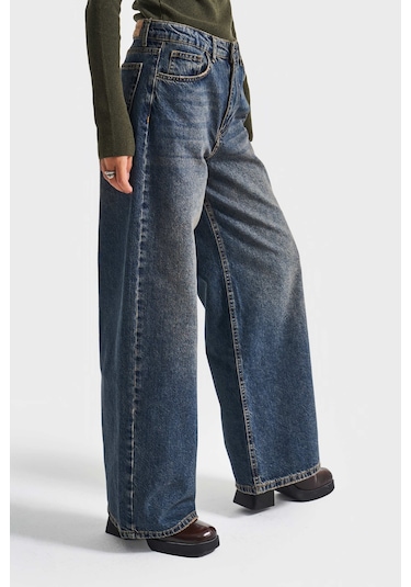 Itsbasic Kadın T.kot Rengi 2w5-8 Palazzo Baggy Fit %100 Koton İç Boy 83cm Denim Jean