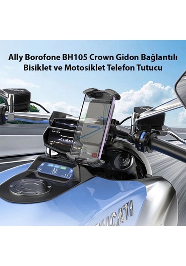 Borofone Bh105 Crown Gidon Bağlantılı Bisiklet Ve Motosiklet Telefon Tutucu Sıyah Çok Renkli