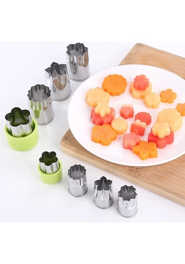 Cbtx 8'li Paslanmaz Çelik Meyve Sebze Kesme Kalıpları Kelebek Yama Kabartmalı Gri