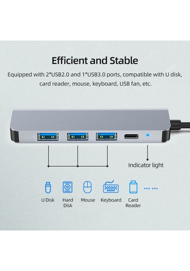 Skycity 5'li Usb-c Hub: 4k Hdmı, 87w Pd Şarj, 3 Usb Portlu Alüminyum Taşınabilir Genişletici