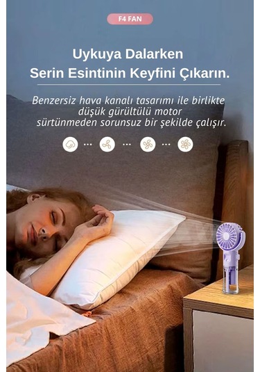 Wearfitpro F4 Şarj Edilebilir Mini El Spreyli Fan Rüzgar Enerjisi Etkili Masaüstü Su Buharlı Vantilatör Pembe