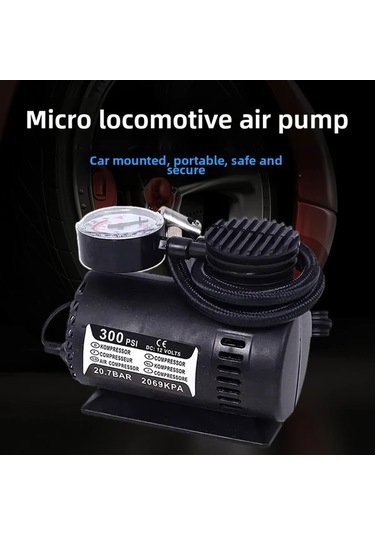 Boatshop1 Siyah Taşınabilir 12v Araba Hava Kompresörü Suv Motosiklet İçin Ağır Hizmet Tipi Lastik Şişirici Siyah-