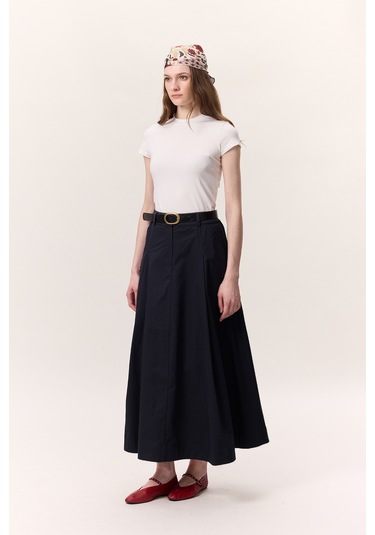 Cep Detaylı Geniş Etek Lacivert Lacivert