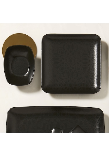 GÜRAL KANSAS 33 PARÇA 6 KİŞİLİK KARE BONE KAHVALTI TAKIMI - 515 Siyah