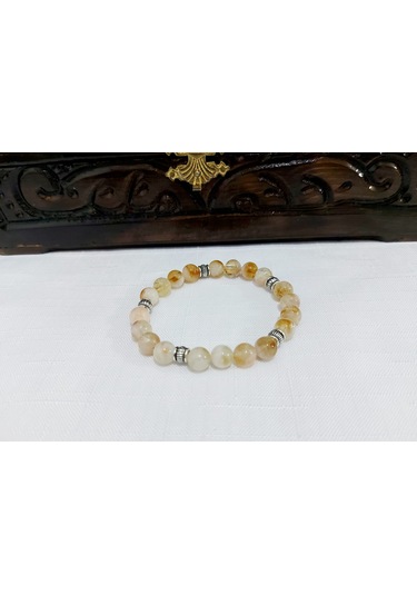 Doğal Sitrin Taşı Para Taşı Bileklik Sarı - Kahverengi