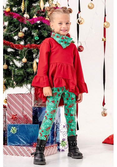 Kız Çocuk Noal 3'lü Grinch Tayt Takım Yeşil