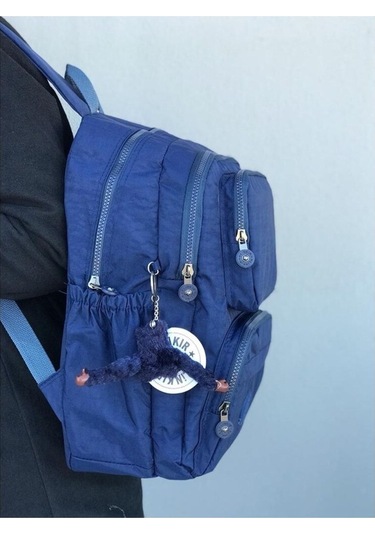 Klinkır Çok Gözlü Okul Için Uygun Kumaş Sırt Çantası Lacivert Lacivert Lacivert