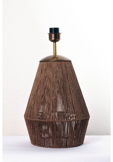 Buldan Bezi Başlıklı El Yapımı Simli Kahverengi Abajur Kahverengi