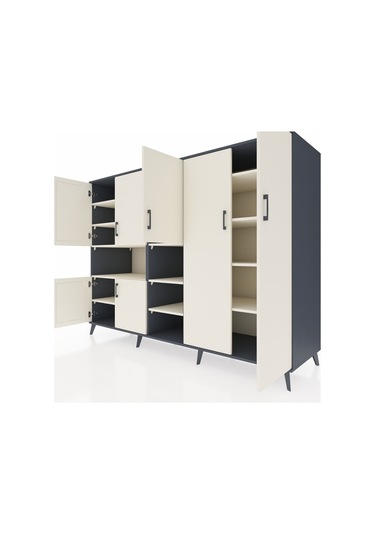 Kronos Dolap 13 Raflı 7 Kapaklı 220x59x163 Antrasit-aytaşı Antrasit-aytaşı