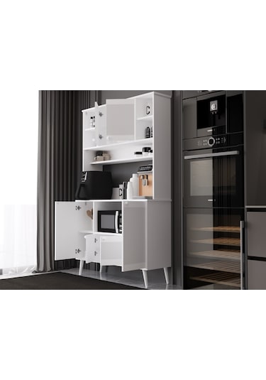 Melura Kahve Köşesi 120 Cm %100 Mdf Çok Amaçlı Dolap Beyaz