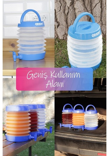 Katlanabilir Su Sebili Çeşmeli Körüklü Su Bidonu Çeşme Piknik Kamp Damacana Içecek Şişesi Mavi