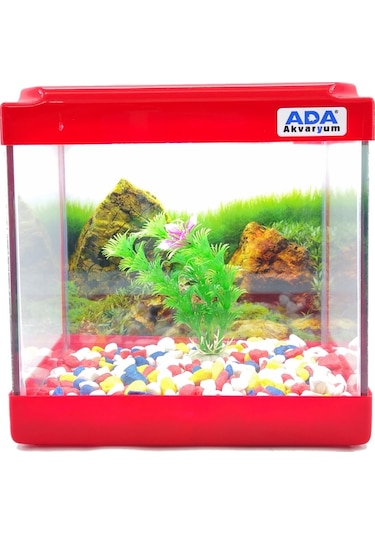 Ada Akvaryum Mini Akvaryum Seti Kırmızı 20 x 20 x 15 CM