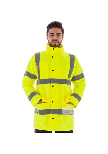 Yüksek Görünürlüklü Reflektörlü Kaban, Fosforlu Sarı -61E366-