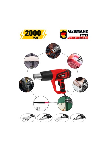 Germany Style MS-5235 Sıcak Hava Tabancası + 5 Parça Aksesuar Taşıma Çantalı