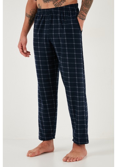 Buratti Ekoseli Yumuşak Dokulu Regular Fit Uzun Kollu Erkek Pijama Takımı 609611030 Lacivert