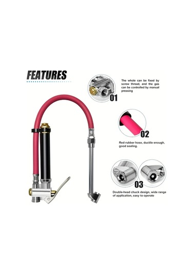 Xuweiwei 1pc Heavy Duty Dual Head Lastik Inflator Gauge 12 Inch Hava Hortumu İle Depolama Kılıfı