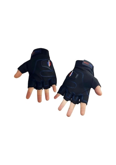 Single Sword Yarım Parmak Destekli Motorcu&bisiklet Eldiveni Mavi-xl Mavi