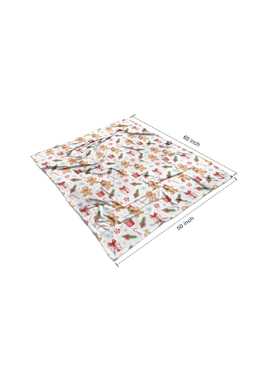 Noel Desenli 50x60 İnç Polar Battaniye, Yumuşak, Hafif Ve Kalın, Erkek, Kadın Ve Çocuk İçin Noel Zencefil Ekmek Hediyesi