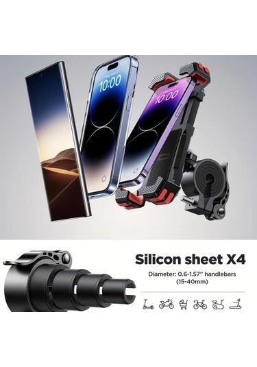 Xuweiwei Red Bisiklet Telefon Tutucu Anti Titreşim 4.7-7.0" Telefonlar İçin Motor Ve Dağ Bisikleti Aksesuarı İphone 16 Pro Max/15/14/13/12