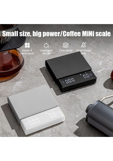 Yaozixa Profesyonel Kahve Terazisi - 0.1g Hassas, Usb-c Şarjlı, Zamanlayıcılı, 2kg Kapasiteli Beyaz