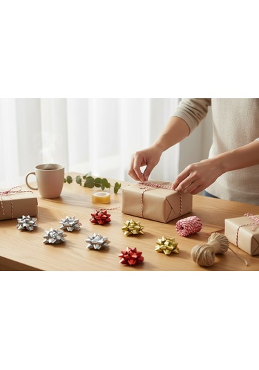 Hediye Paketleme Seti, 12 Adet Metalik Rafya- Twine Baker & Jüt İp - 20m, 1 Adet Bant Ve Makinesi