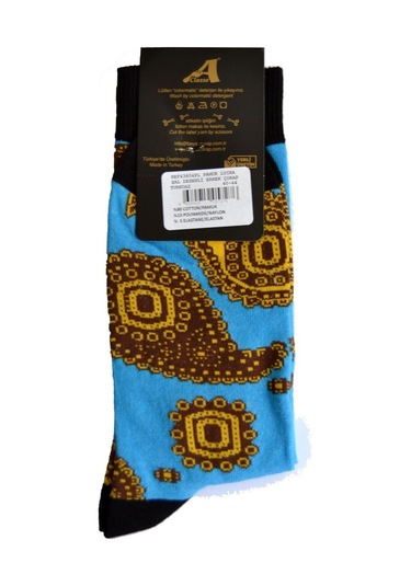 A Classe Turkuaz Renkl Şal Desenli Erkek Çorap Turkuaz