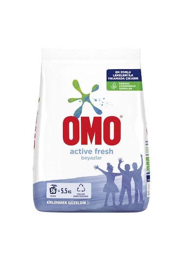 Omo Matik Active Fresh Beyazlar için Toz Çamaşır Deterjanı 5500 G