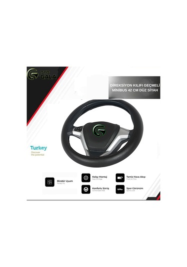 Direksiyon Kılıfı Geçmeli Minibus 42 Cm Düz Siyah siyah