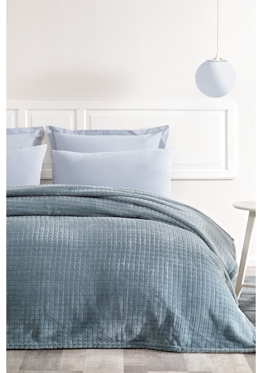 Puffy Trinity Çift Kişilik Wellsoft Battaniye - Buz Mavisi