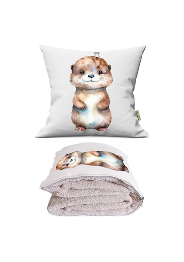 Küçük Su Samuru Tv Battaniyeli Opsiyonel Dekoratif Araç İçi Yastık Çok Renkli