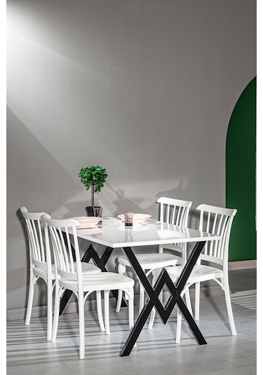 Violet Home Mutfak Sandalyesi 4 Adet - Beyaz