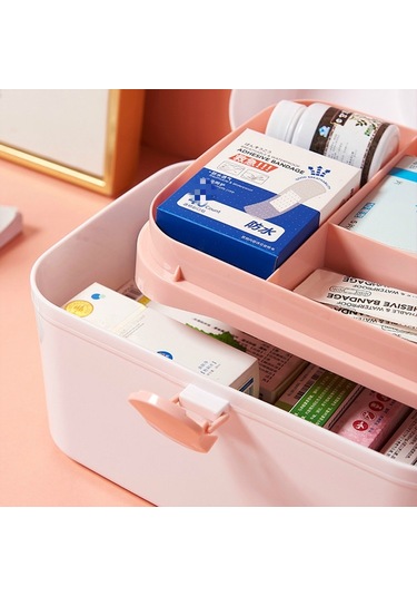 Sones Çok İşlevli Toz Geçirmez Mücevher Kozmetik Plastik Kutu Ev Taşınabilir İlaç Kutusu Kılıfı, Boyut:u 27.5x19x18cm Beyaz