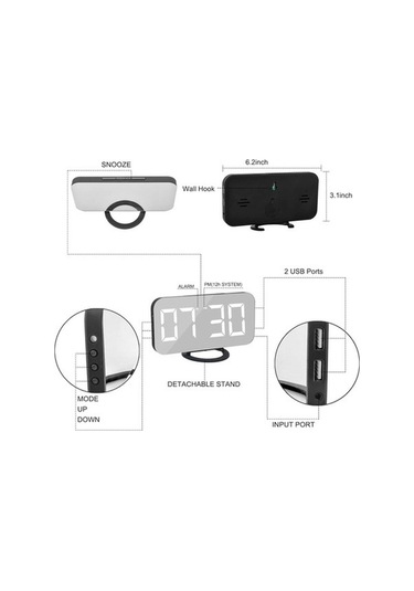 Trendooze Yüksek Ve Tasarımlı Şık Sesli Saat, Modern Dijital Çalar Ayna Lh