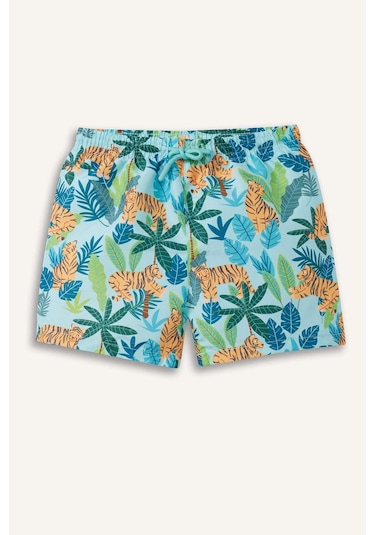 Defacto Erkek Bebek Desenli Micro Deniz Şortu E3518a525smgn240 Yeşil