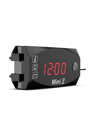 Gerilim Saati Ve Sıcaklık 3'ü 1 Arada Led Elektronik Metre Büyük Ekran Dijital Ekran Su Geçirmez Ve Toz Geçirmez Voltmetre Kırmızı Işık Kırmızı