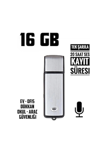 USB Ses Sensörlü Dijital 16 GB Mini Ses Kayıt Cihazı