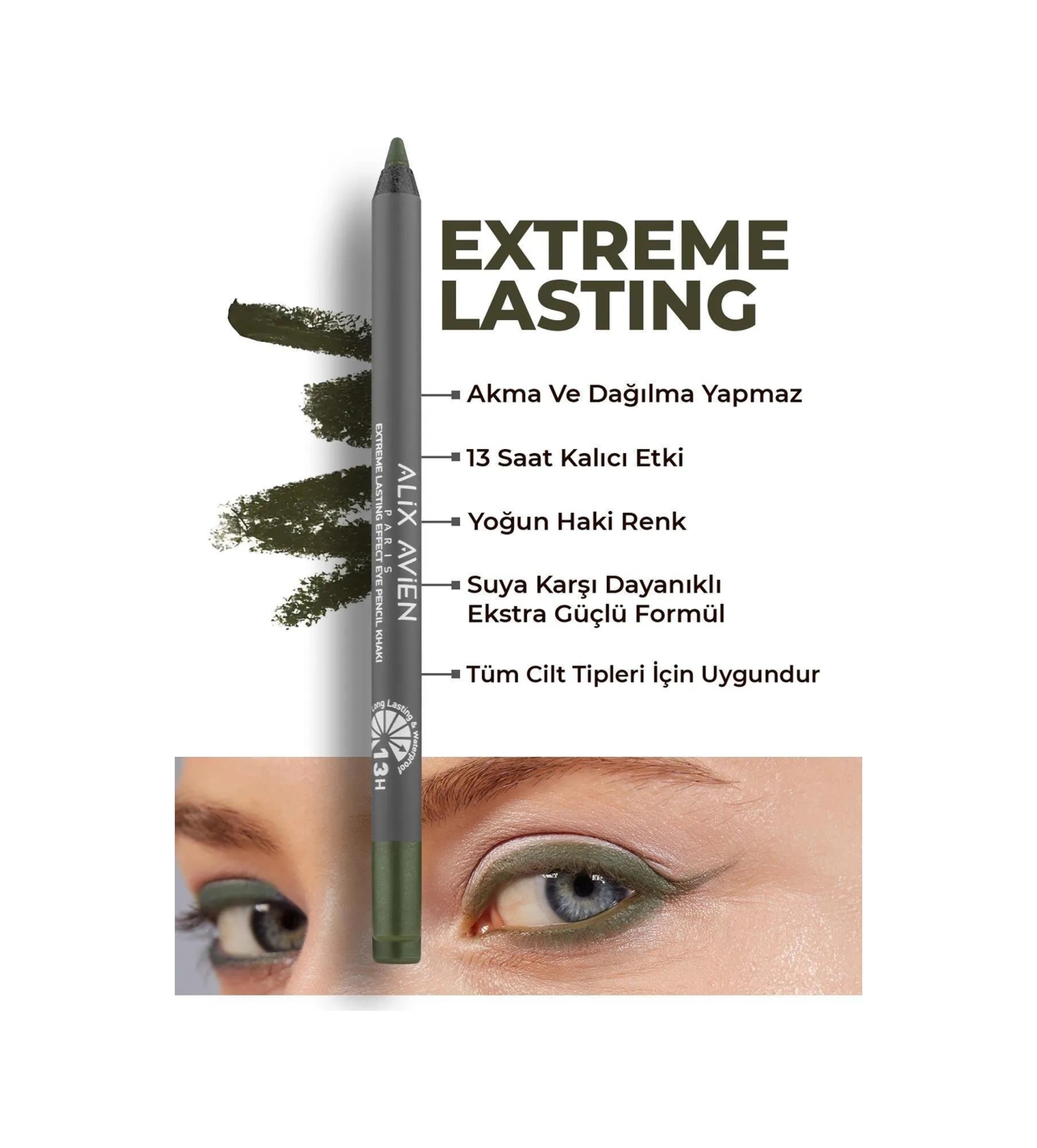 Alix Avien Suya Dayanıklı Akma Ve Dağılma Yapmayan Uzun Süre Kalıcı Yumuşak Uçlu Göz Ve Dudak Kalemi Seti