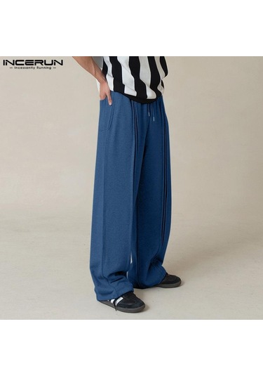 Incerun Erkek Bağcıklı Elastik Bel Kırışık Uzun Eşofman Altı Rahat Bol Spor Pantolon Siyah Incerun Erkek Bağcıklı Elastik Bel Kırışık Uzun Eşofman Altı Rahat Bol Spor Pantolon Siyah