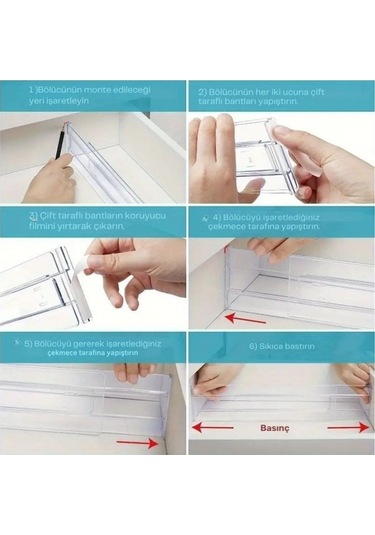 Akrilik Ayarlanabilir Çekmece Bölücü Düzenleyici Organizer 8 Adet Diğer