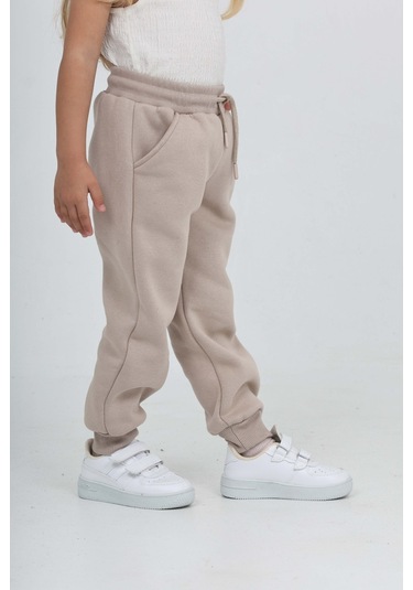 Toontoy Kız Çocuk T Logo Nakışlı Eşofman Alt Bej