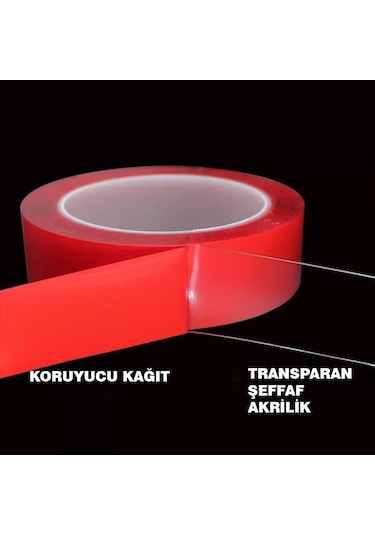 Çift Taraflı Bant Şeffaf Silikon Bant 5mt 40 Mm