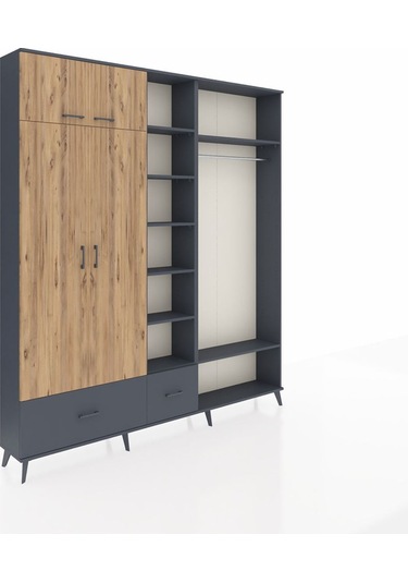 Arges Dolap 12 Raflı 2 Çekmeceli 2 Askılı 220x30x243 Antrasit-çam/antrasit Atlas Çam/antrasıt Arges Dolap 12 Raflı 2 Çekmeceli 2 Askılı 220x30x243 Antrasit-çam/antrasit Atlas Çam/antrasıt