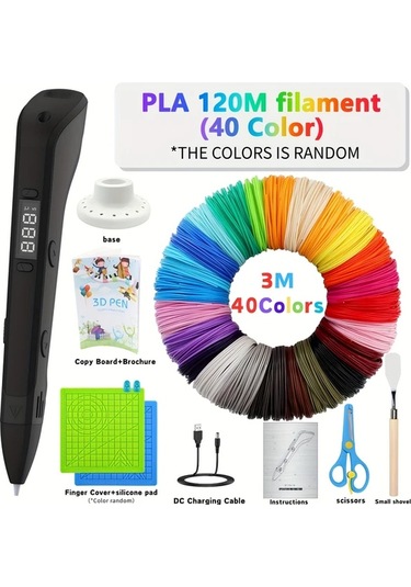Techbloom 3d Yazıcı Çizim Kalemi Seti Dıy Baskı Aracı 11811 İnç 40 Renk Pla Filament Lcd Ekran