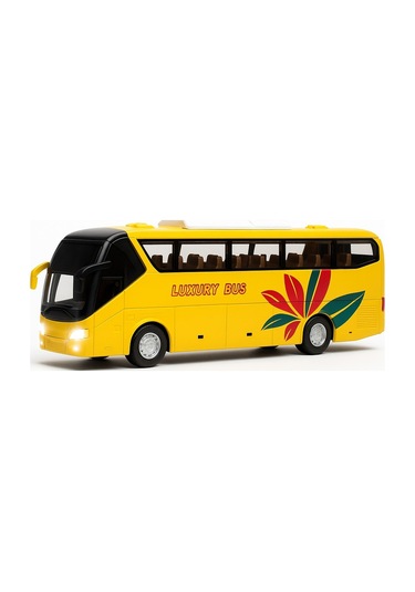 Lüks Işıklı Sesli Kapıları Ve Bagajı Açılan Yumuşak Lastikli Tur Tatil Otobüsü 15 Cm - Sarı