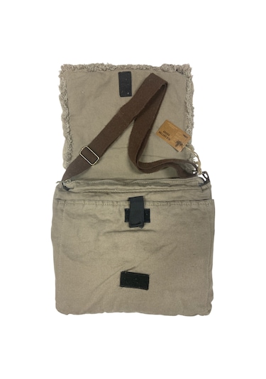 Vintage Salaş Orta Boy Unisex Günlük Çapraz Postacı Tablet Çantası M 32 Cm X 27 Cm Bej