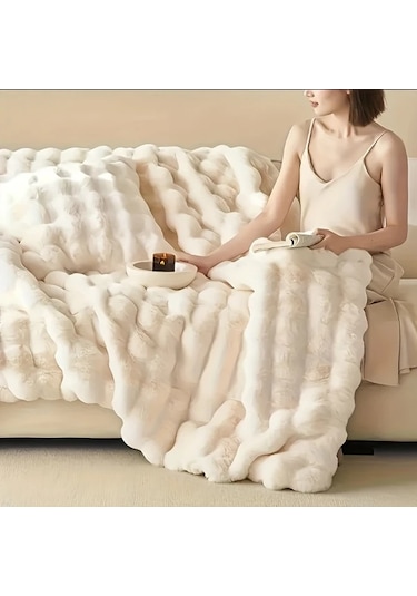 Elmpaly Mavi 130x160 Cm Iki Katmanli Luks Battaniye Makinede Yikanabilir Yatak Koltuk Ortusu  Mavi