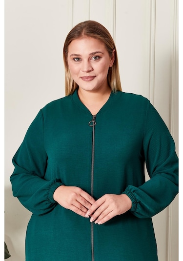 Kadin Buyuk Beden Tesettur Mevsimlik Giy Çık Kap Haki