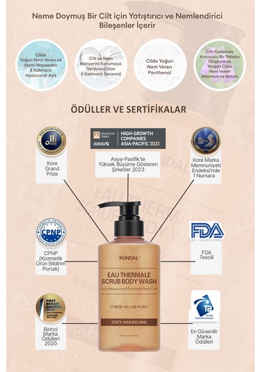 Kundal Cozy Darjeeling Nemlendirici ve Arındırıcı Tanecikli Vücut Yıkama Jeli 500 ML